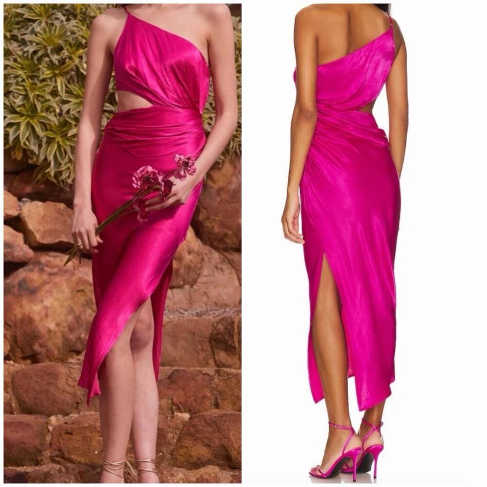 ASTR the Label L / Fuchsia One Shoulder Cutout Midi Dress